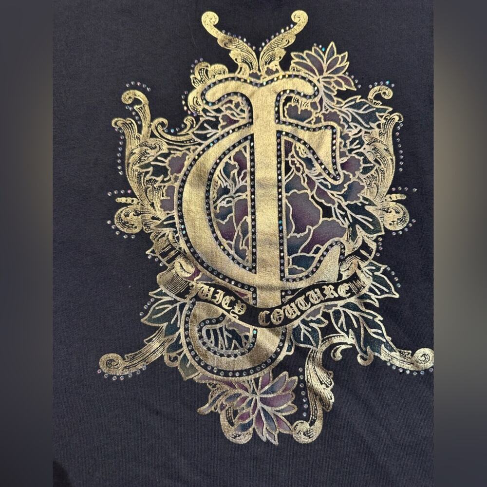 Juicy Couture Women's Size Large Charcoal Gray Sweatshirt with Gold Jeweled Logo - Picture 4 of 9